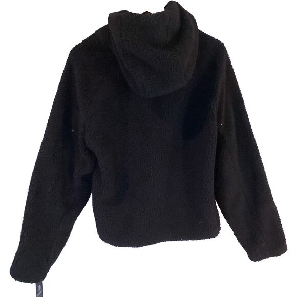 MPG Sherpa Teddy Fleece Full Zip Crop Hoodie Jacket BLACK Large NWT - Picture 12 of 13